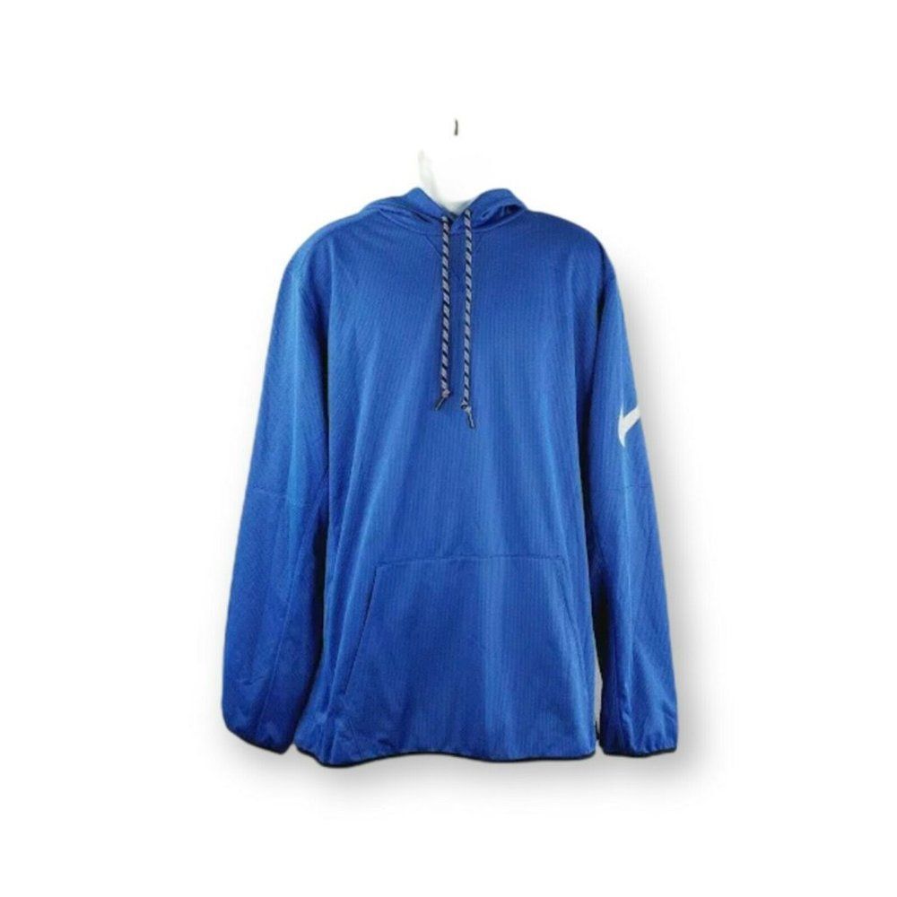 Nike Mens Blue Therma Fit Long Sleeves Activewear Pullover Hoodie Size XL